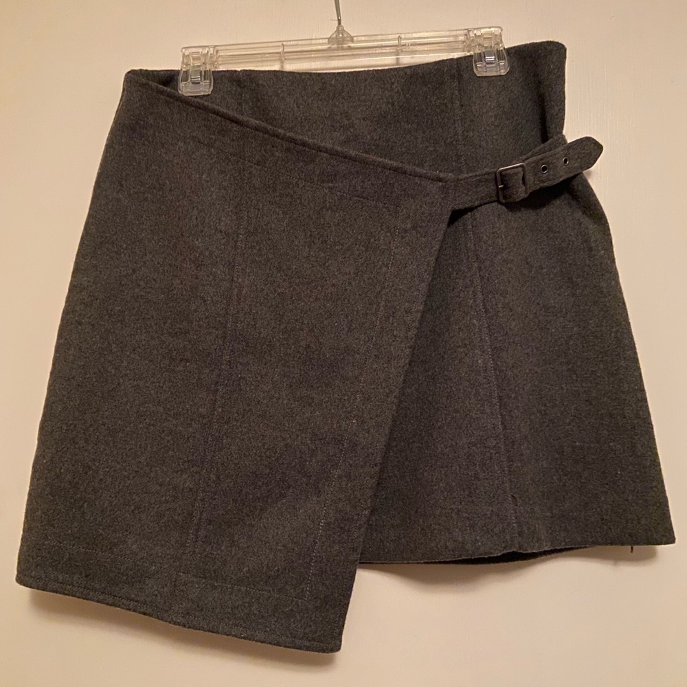 Anthropologie Dark Gray Asymmetrical Wool Skirt